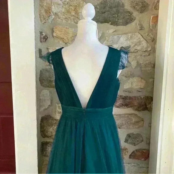 Revelry Cora Tulle v Neck Maxi Dress Classic Emerald 336 Womens 8 - Picture 10 of 16